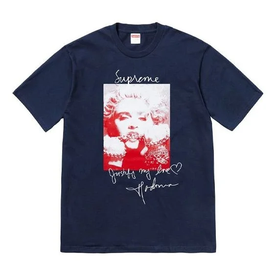 Supreme FW18 Madonna Tee Navy Printing Short Sleeve Unisex Navy Blue SUP-FW18-005 - 1