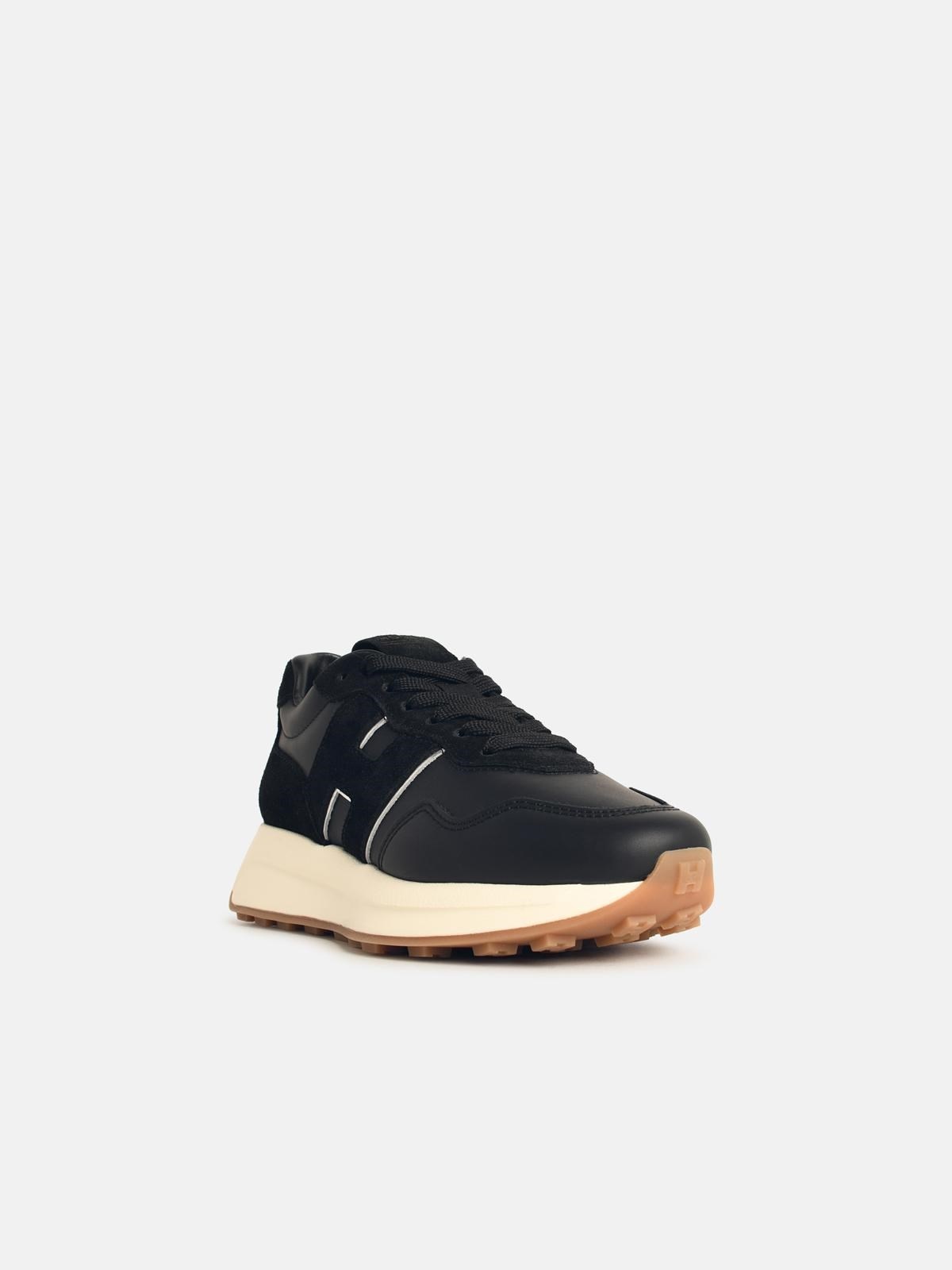 'H641' BLACK LEATHER SNEAKERS - 2