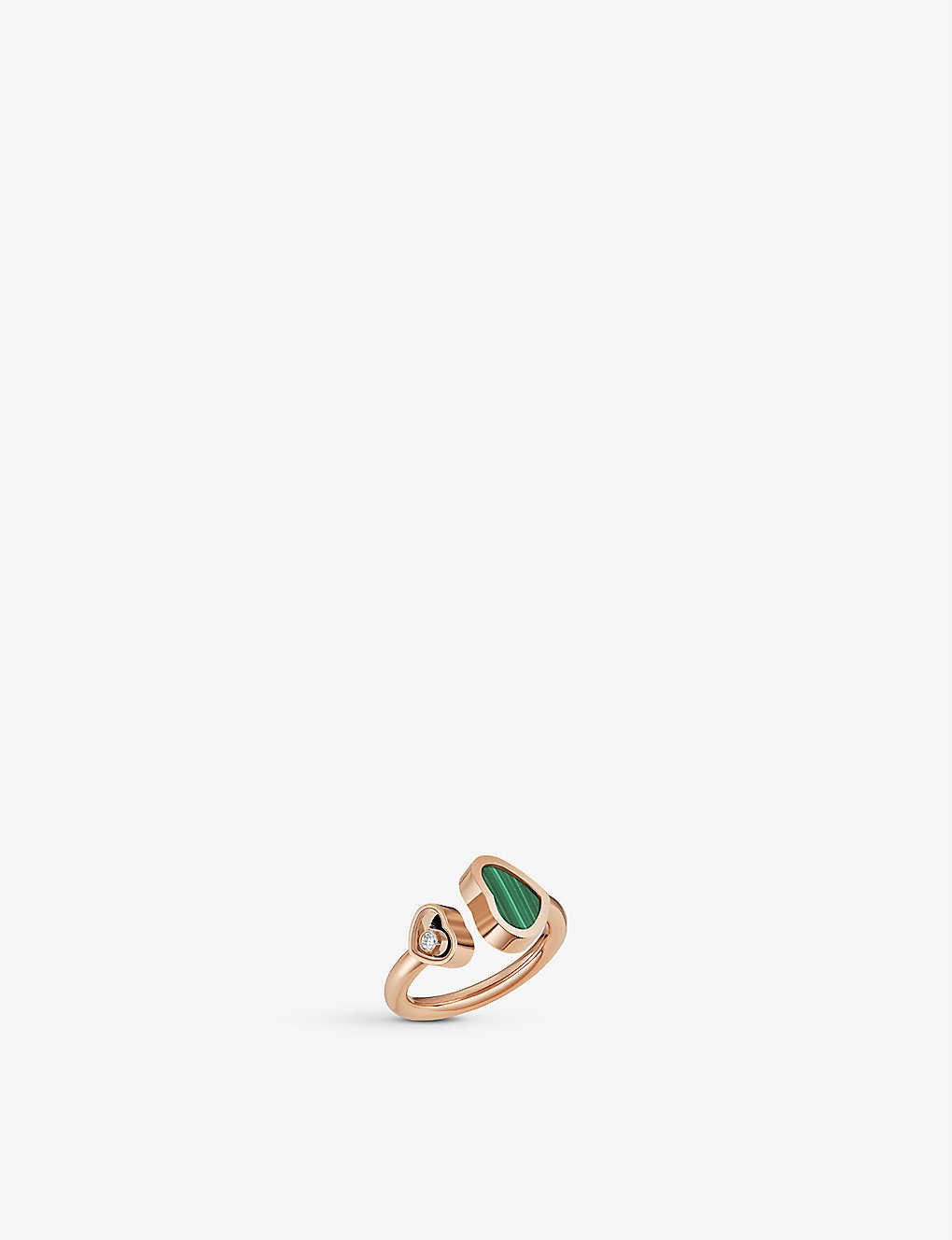 Happy Hearts 18ct rose-gold, 0.05ct round-cut diamond and malachite ring - 1