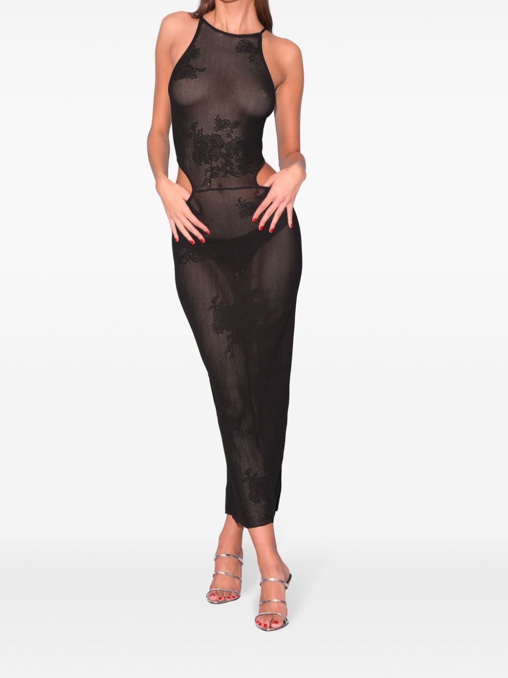 pointelle-knit lace maxi dress - 2