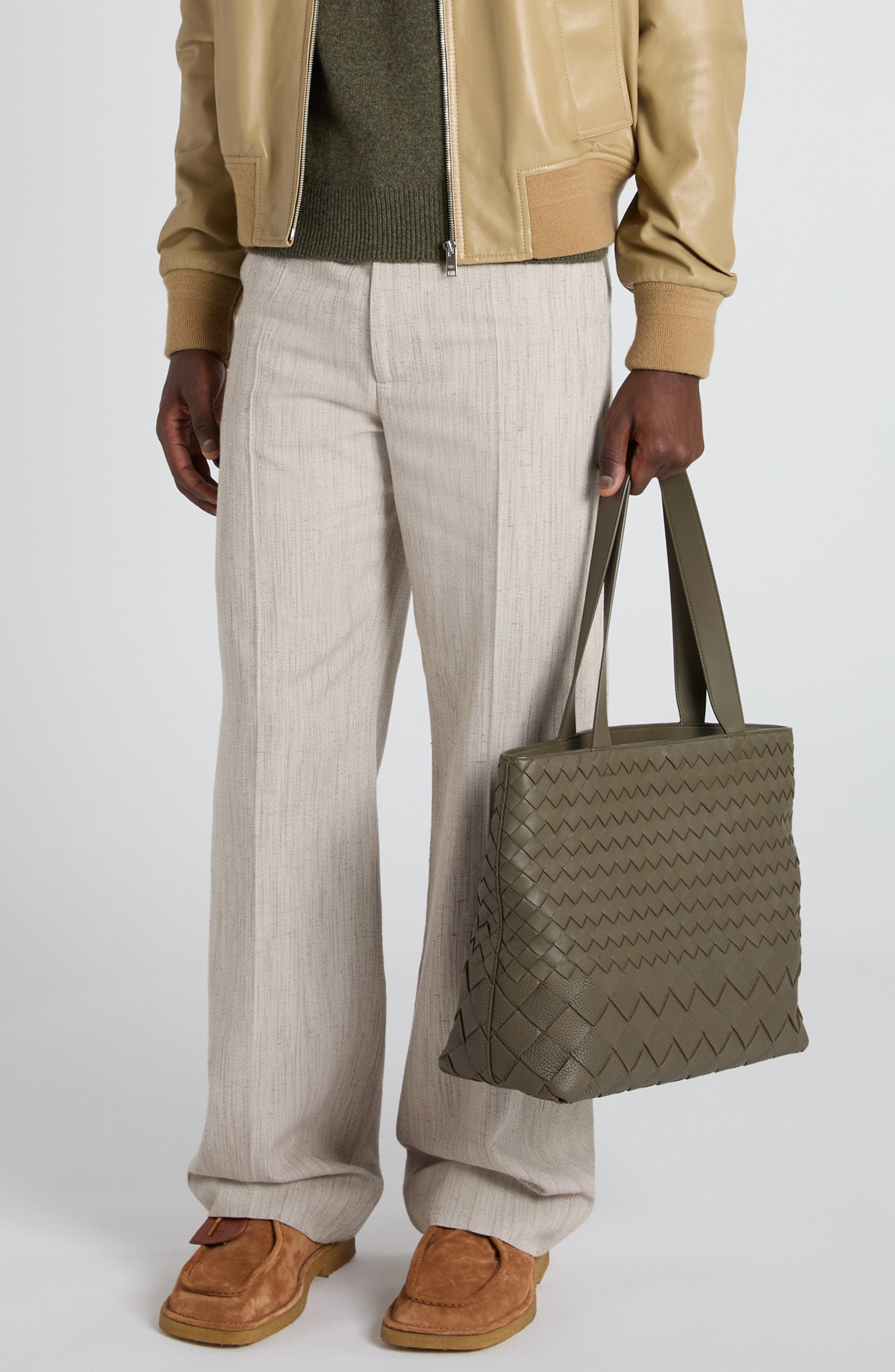 Bottega Veneta Small Intrecciato Leather Zip Tote in Cypress-Silver at Nordstrom - 2