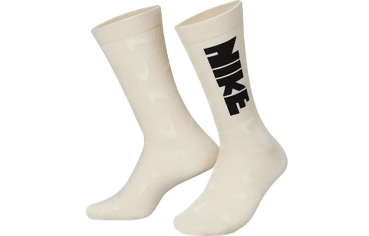 Nike Everyday Essentials Crew Logo Jacquard Sports Socks One Pair Coconut Milk DQ0788-219 - 2