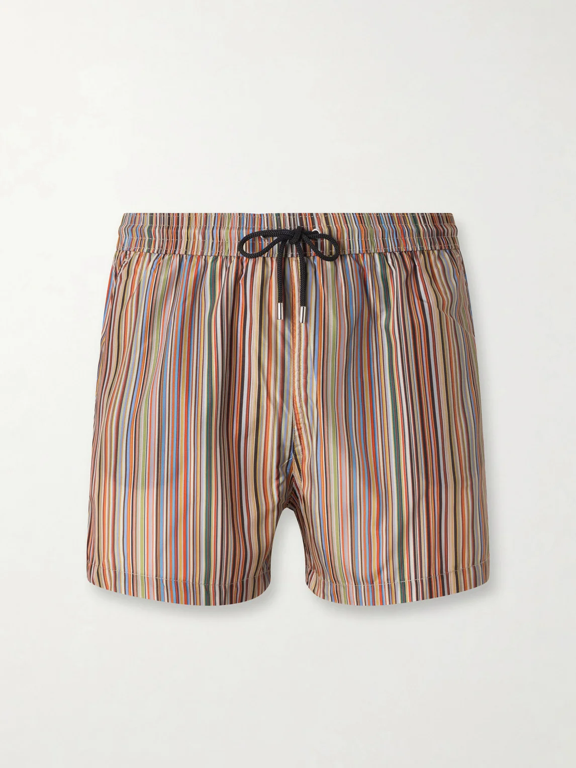 Short-Length Striped Swim Shorts - 1