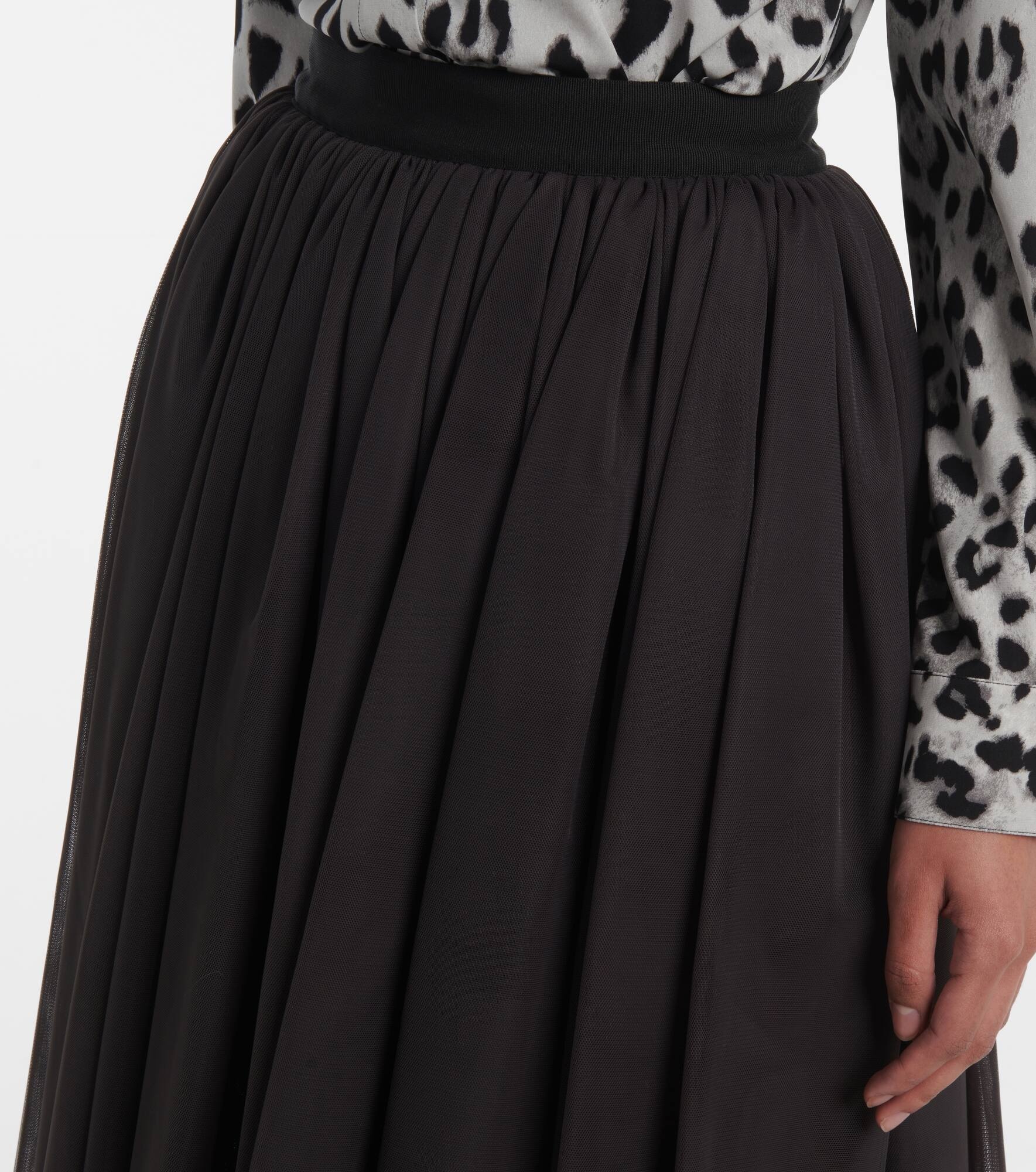 Gathered tulle midi skirt - 4