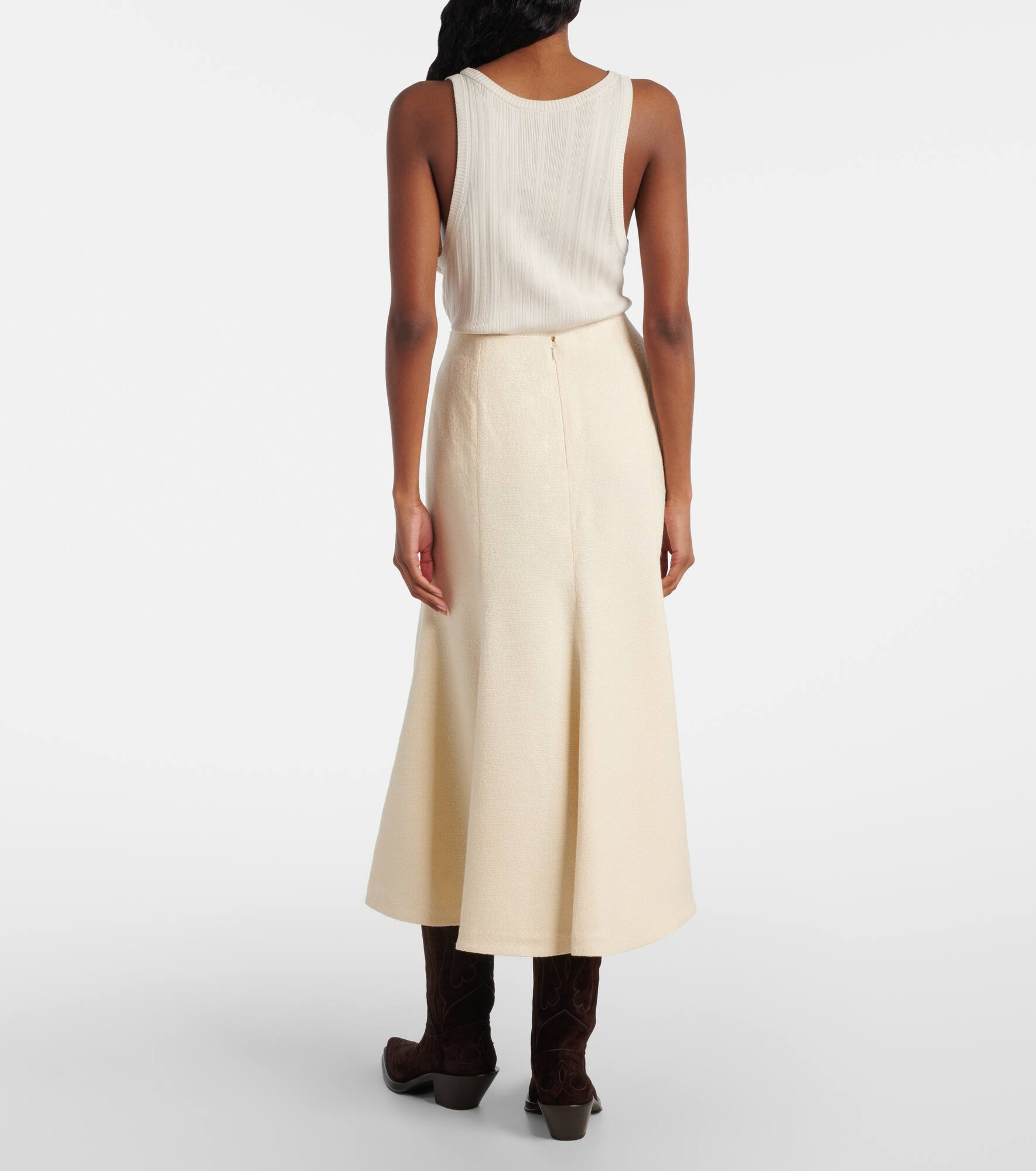 Selma flared silk midi skirt - 3