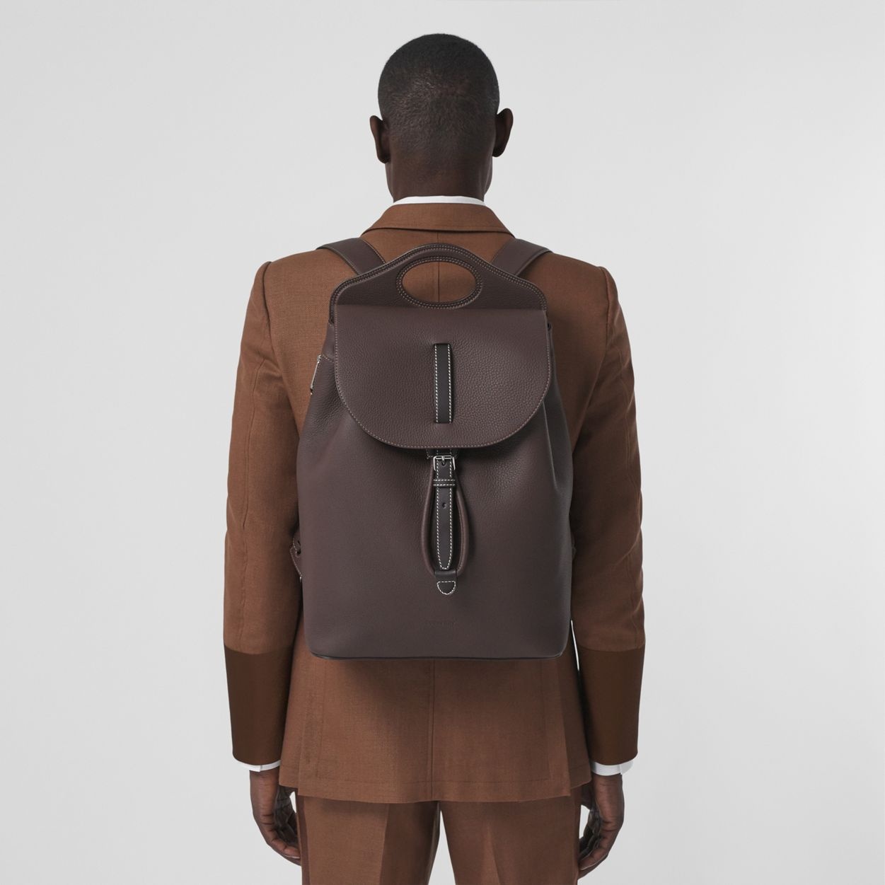 Grainy Leather Pocket Backpack - 3