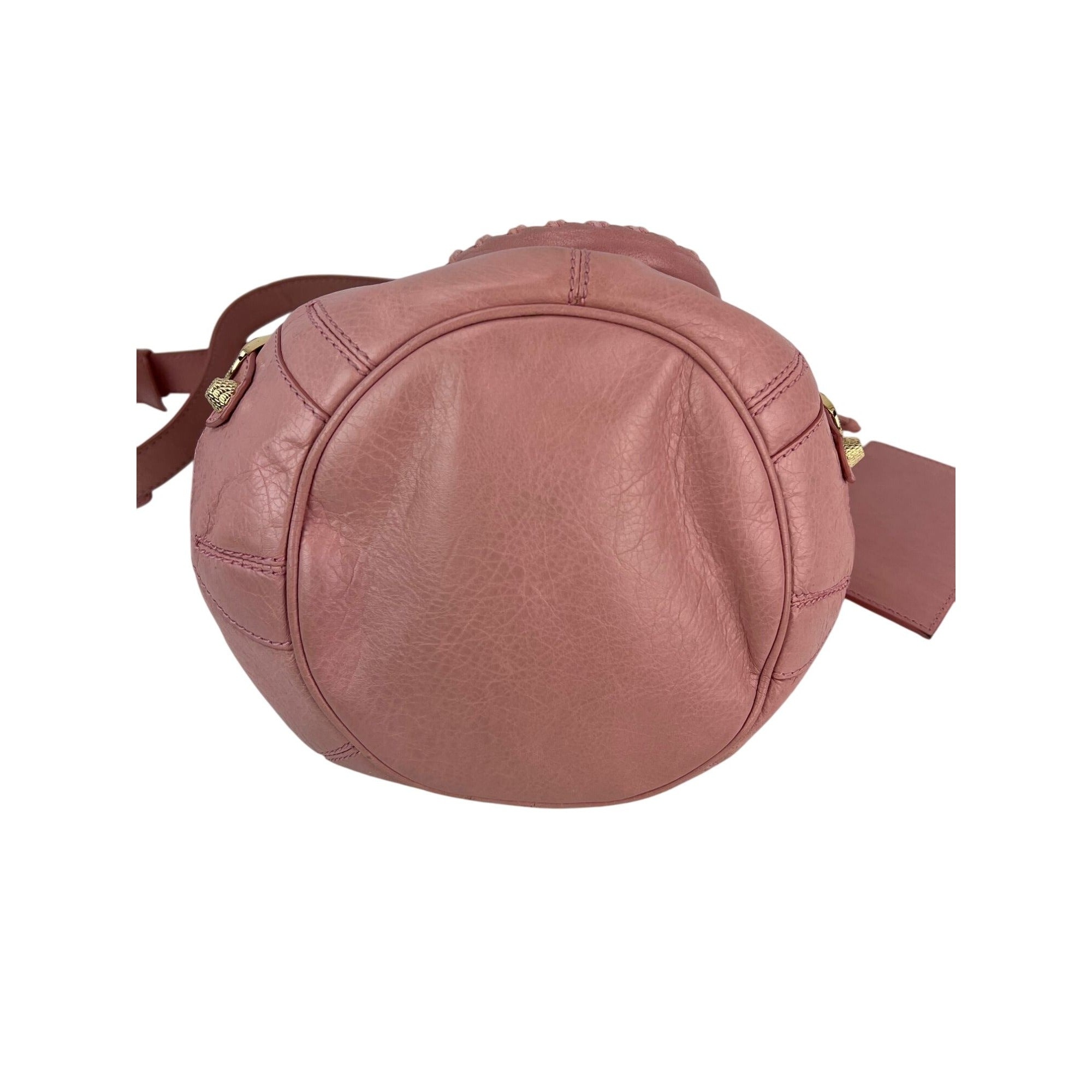 Balenciaga agneau Giant 12 Gold Hardware Mini Pompon Rose Pink Bucket Bag - 5