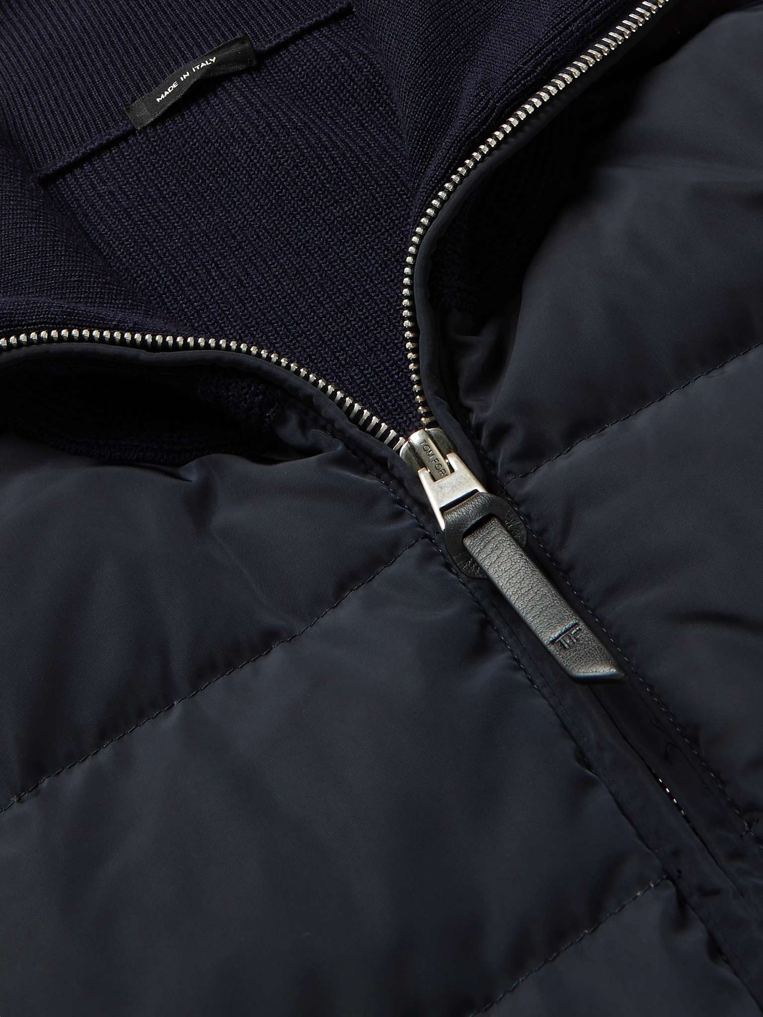 Slim-Fit Panelled Ribbed Wool and Quilted Shell Down Jacket