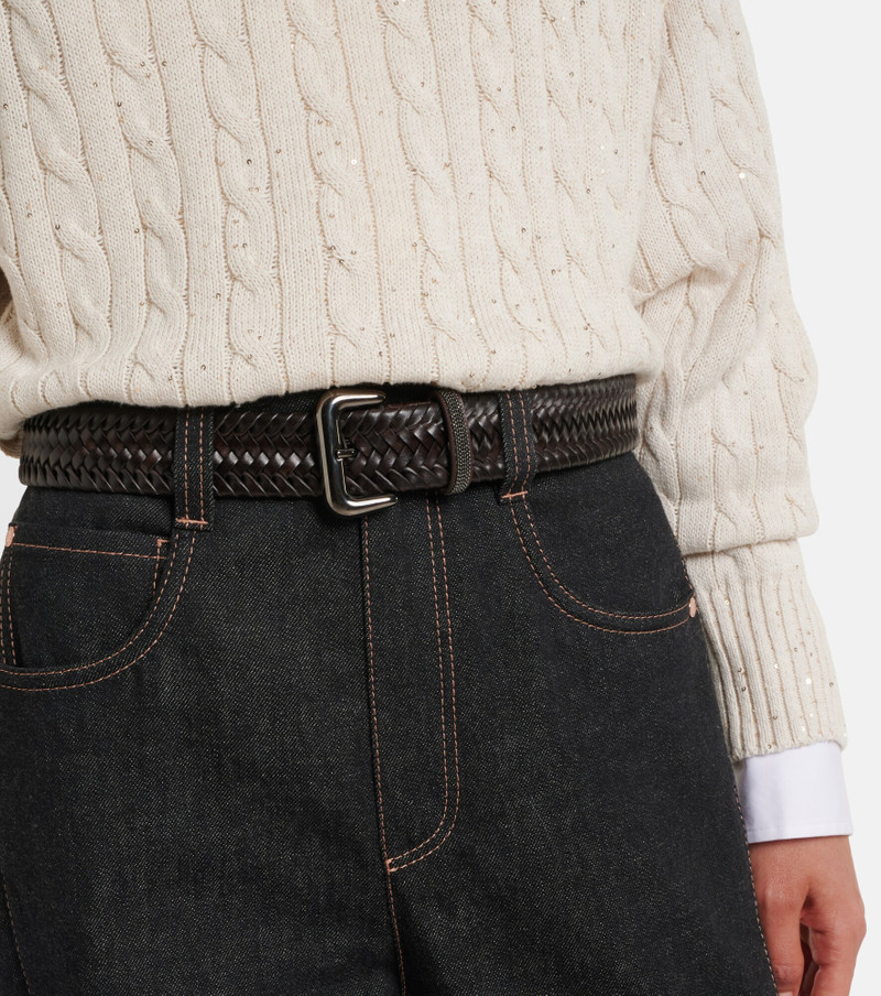 Brunello Cucinelli Monili braided leather belt outlook