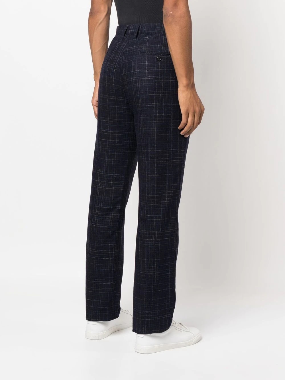 checked straight-leg trousers - 4