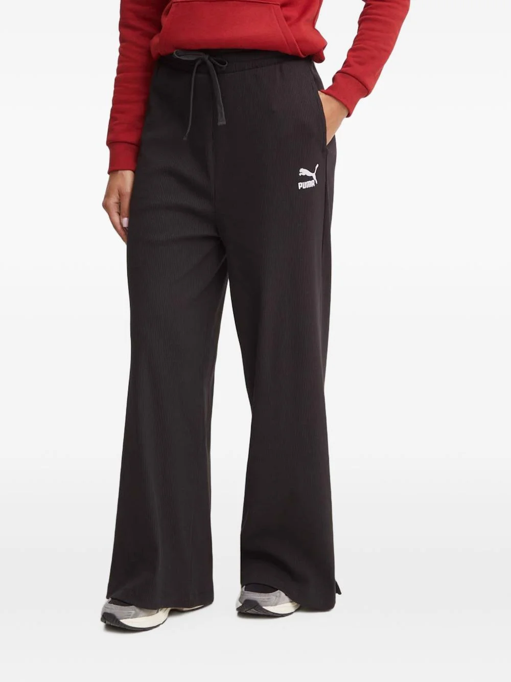 ribbed drawstring track pants - 1