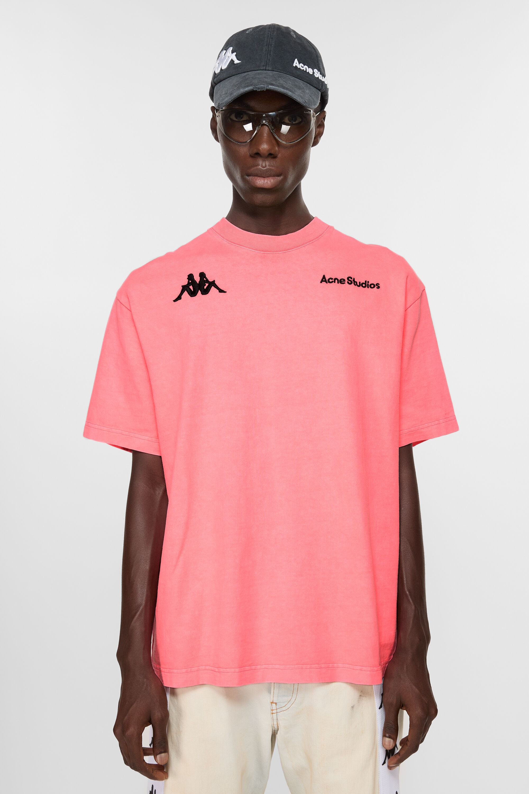 Short sleeve logo t-shirt - Acne Studios x Kappa - Neon Pink - 2