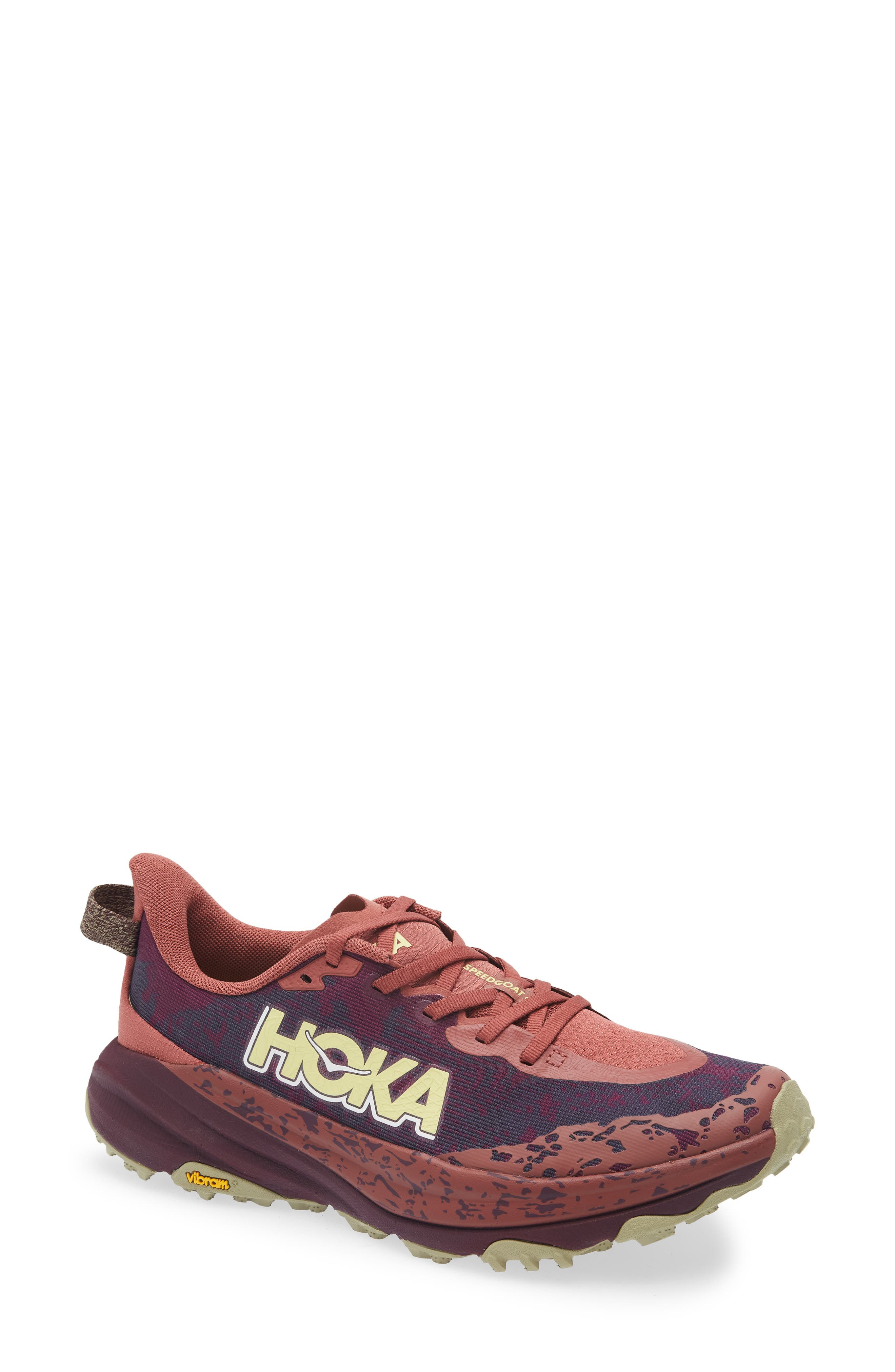 HOKA Speedgoat 6 Trail Running Shoe in Rouge /Black Cherry at Nordstrom - 1