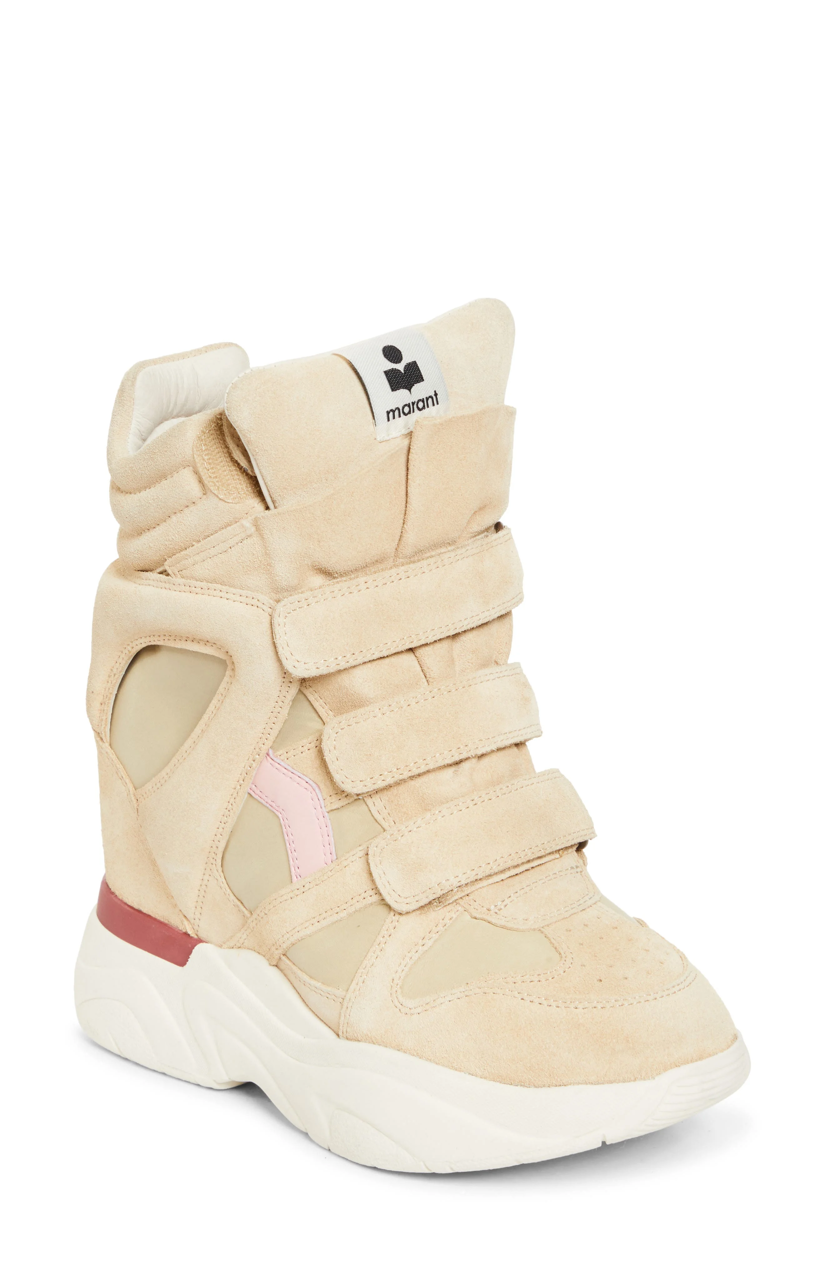 Isabel Marant Balskee Hidden Wedge High Top Sneaker in Beige/Pink at Nordstrom - 1