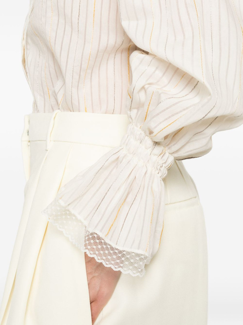 lace-trim ruffled-sleeve shirt 5