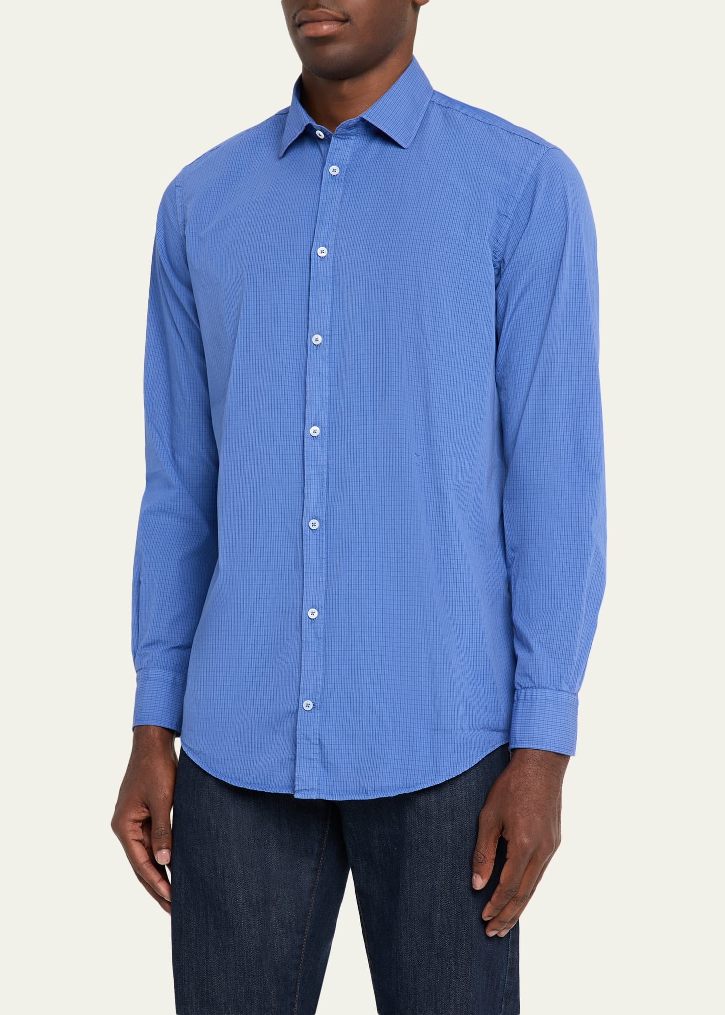 Men's Canary Micro-Check Button-Down Shirt - 4