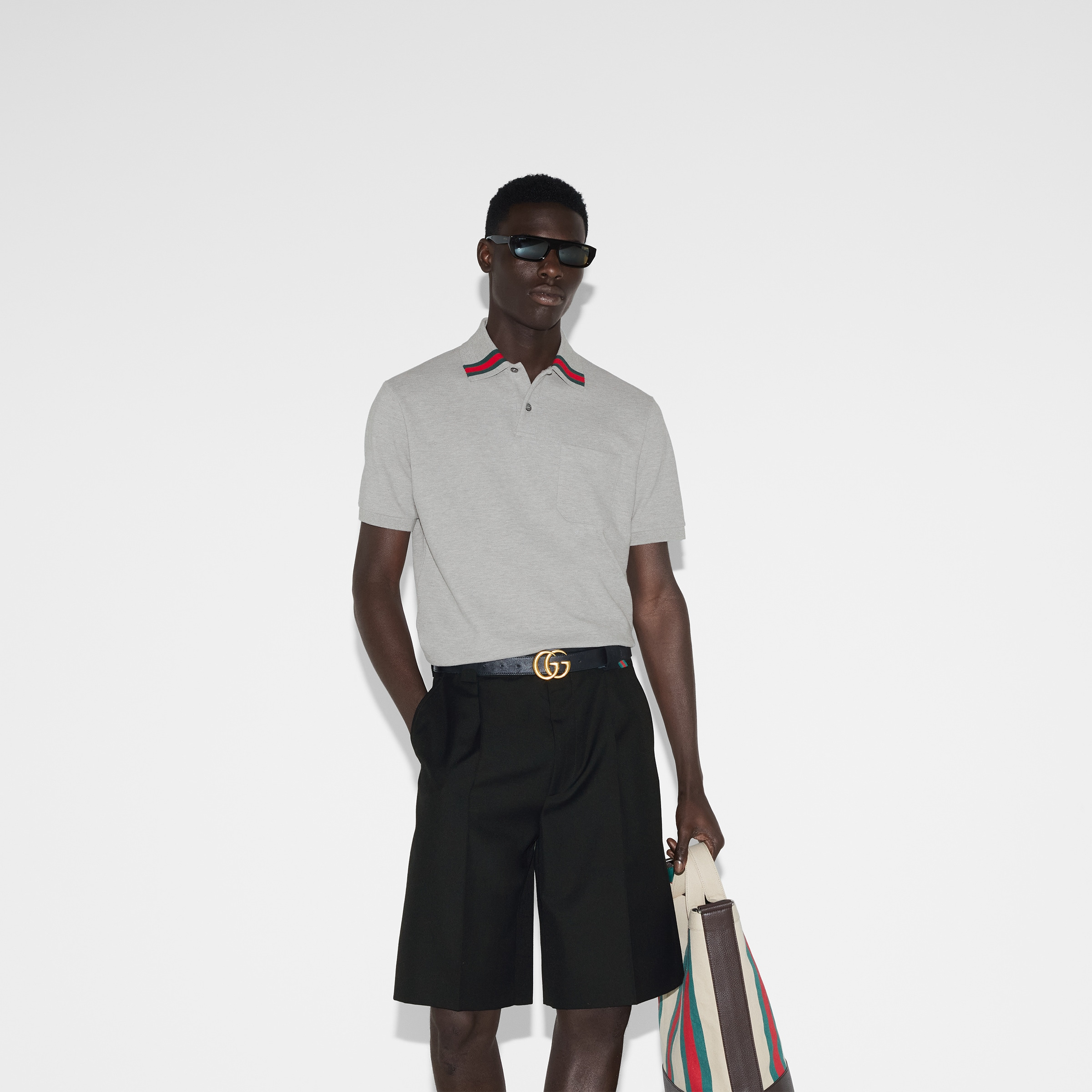 Cotton polo shirt with Web - 6