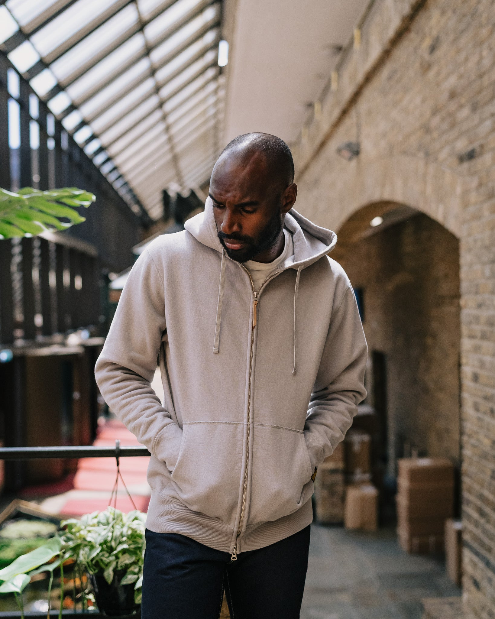 IHSW-10-GRY 14oz Ultra Heavyweight Loopwheel Cotton Zip Up Hoodie - Grey - 3
