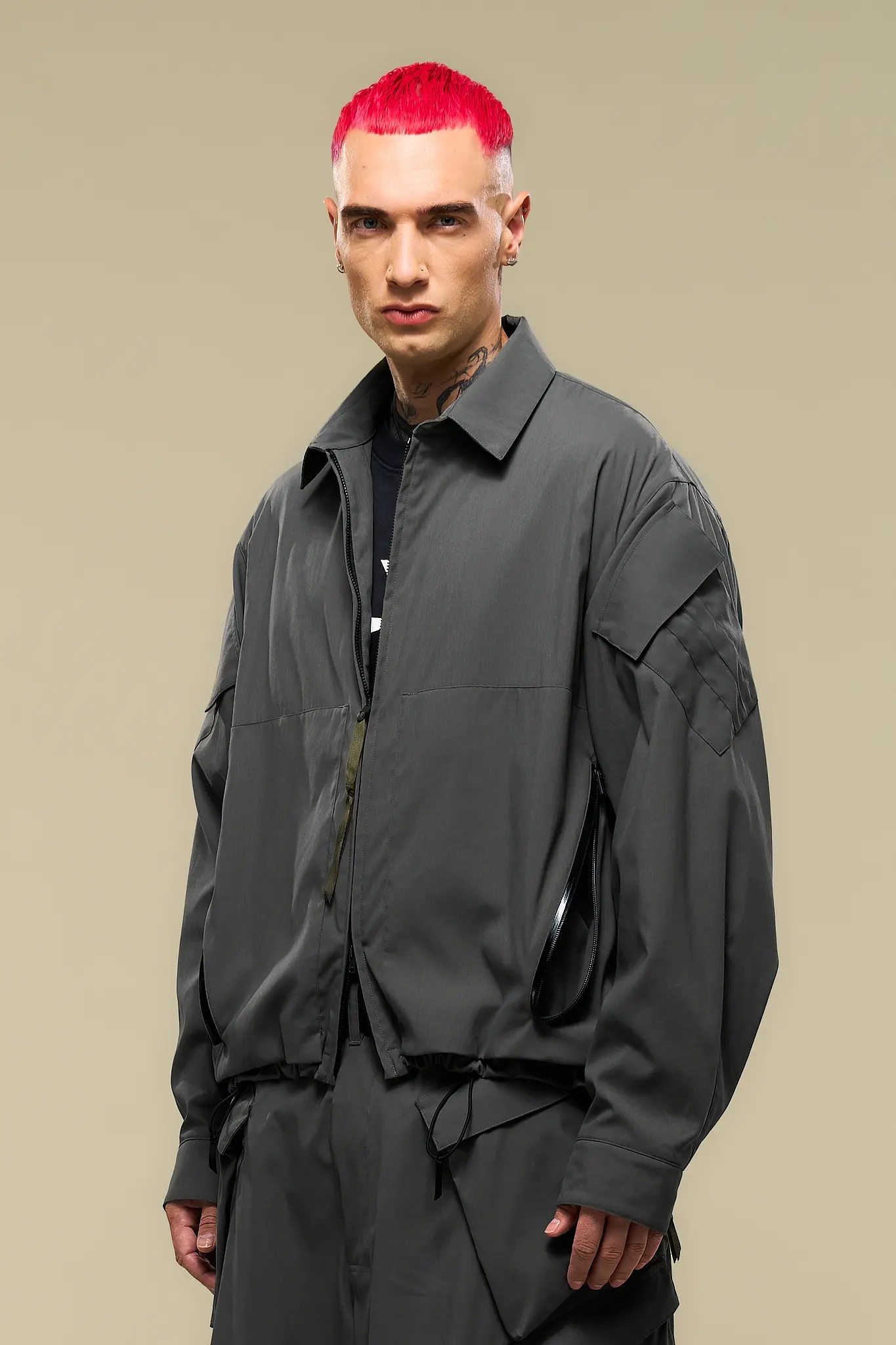 LA12-M Nylon Stretch Shirt Jacket Gray - 9