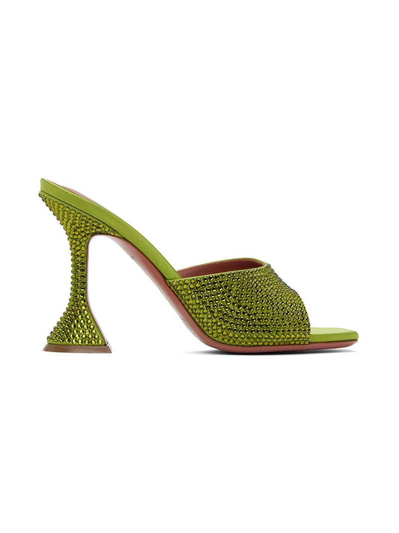 Green Lupita Crystal Heeled Sandals 1