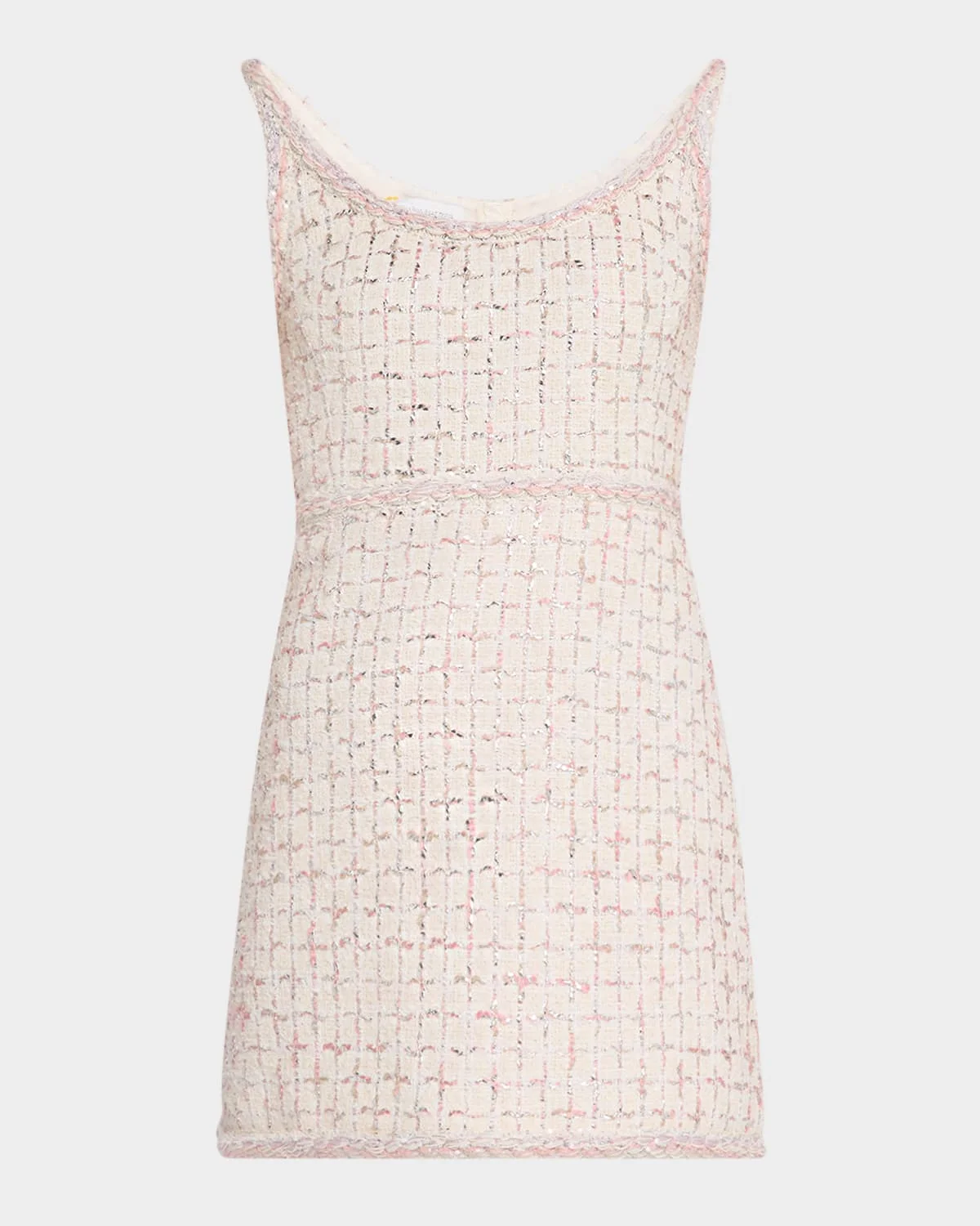 Check Metallic Eyelash Tweed Sleeveless Mini Dress - 1