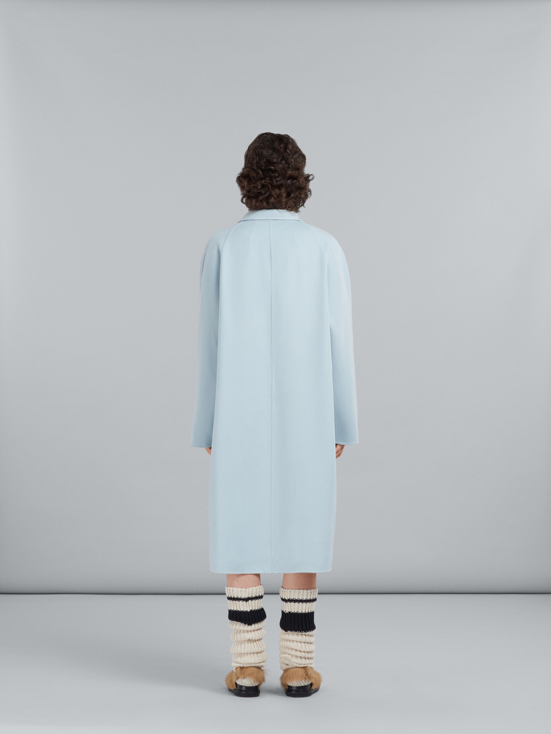 LIGHT BLUE COAT IN WOOL AND CASHMERE - 3