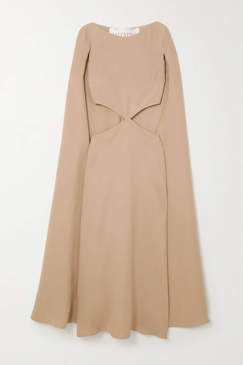 Cape-effect cutout silk midi dress 1