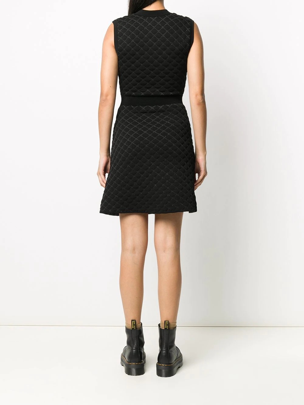 diamond-stitch knitted dress - 4