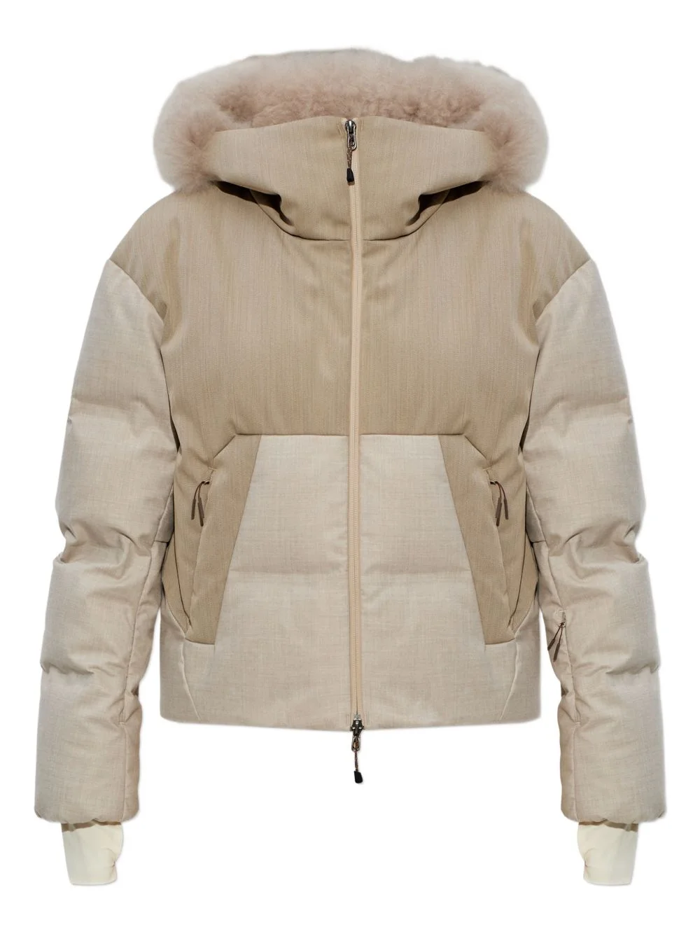 fur-trimmed hooded jacket - 1