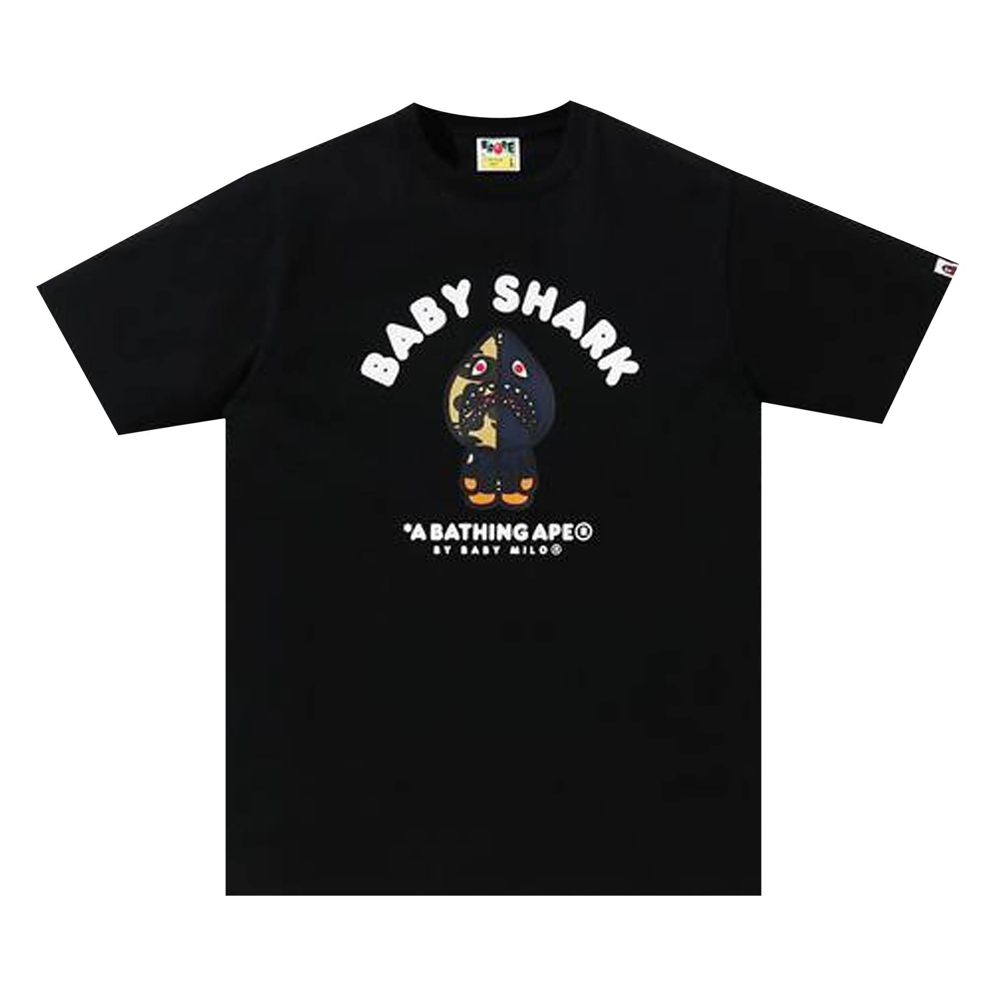 BAPE Baby Milo Shark College Tee 'Black/Navy' - 1