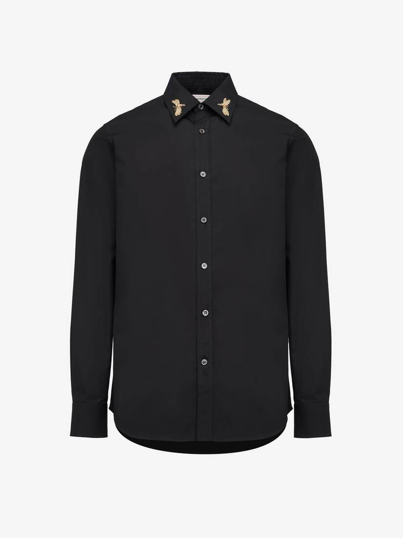 Men's Dragonfly Embroidery Shirt in Black - 1