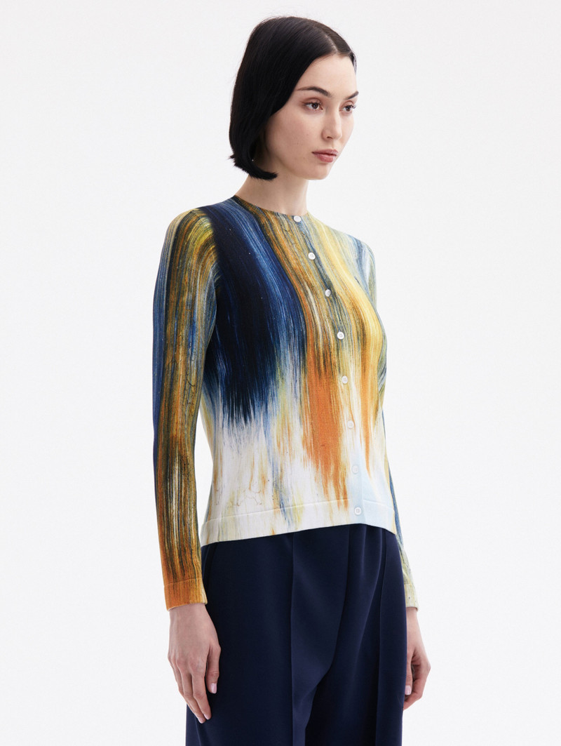 ABSTRACT BRUSHSTROKE PRINTED CARDIGAN 4