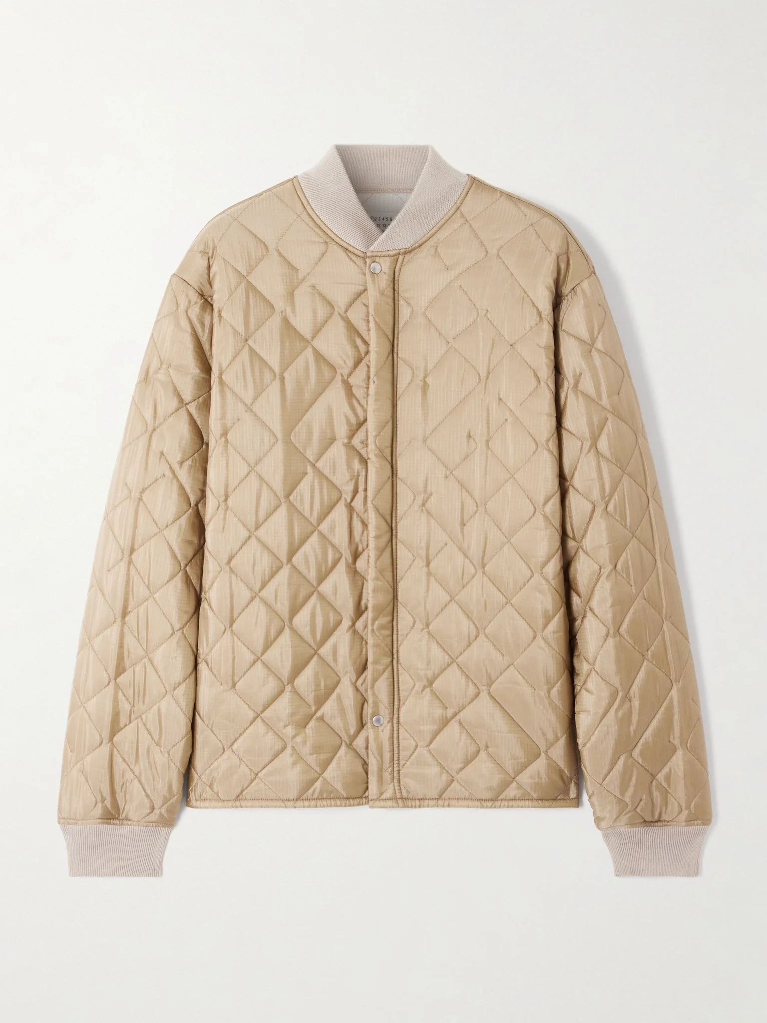 Reversible quilted shell and ribbed cotton jacket Beige - 1