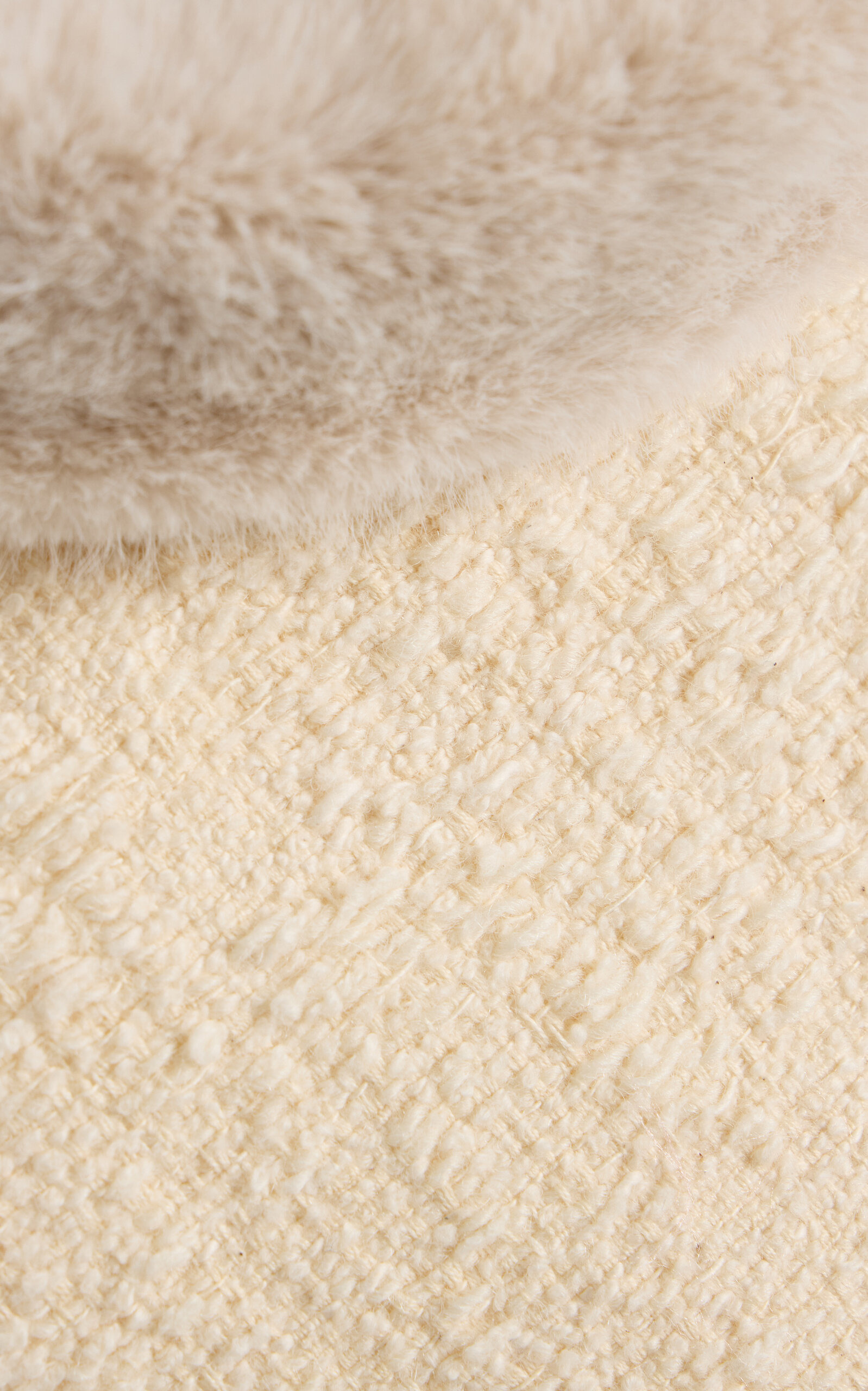 Gina Faux Fur-Trimmed Cotton-Wool Blend Tweed Top white - 5