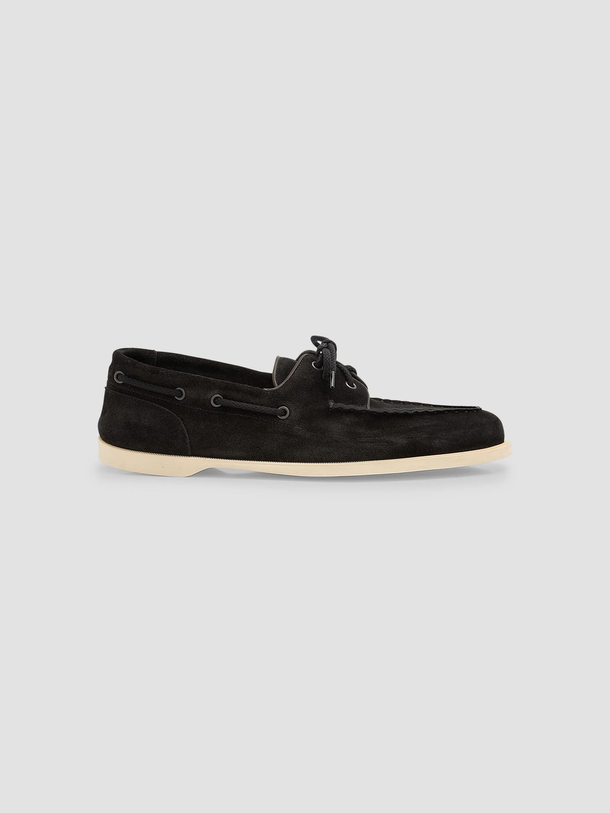 Men's Foil Suede Boat Shoes - Black - 1