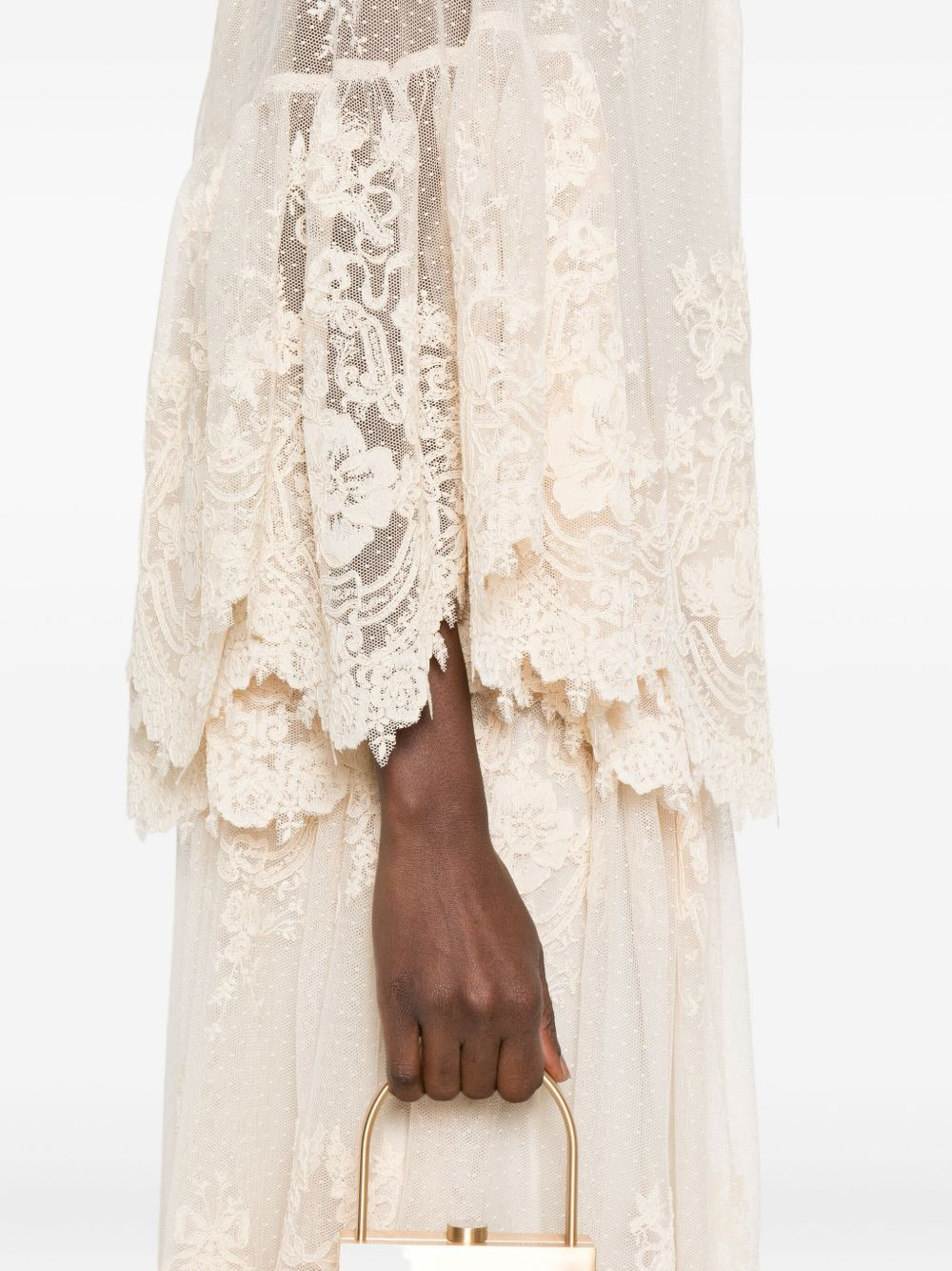 lace-trimmed bell-sleeve blouse - 5