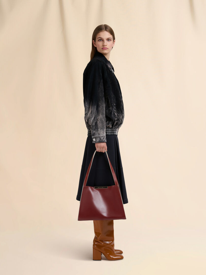BROWN LEATHER CRESTA E/W SMALL TOTE BAG - 2