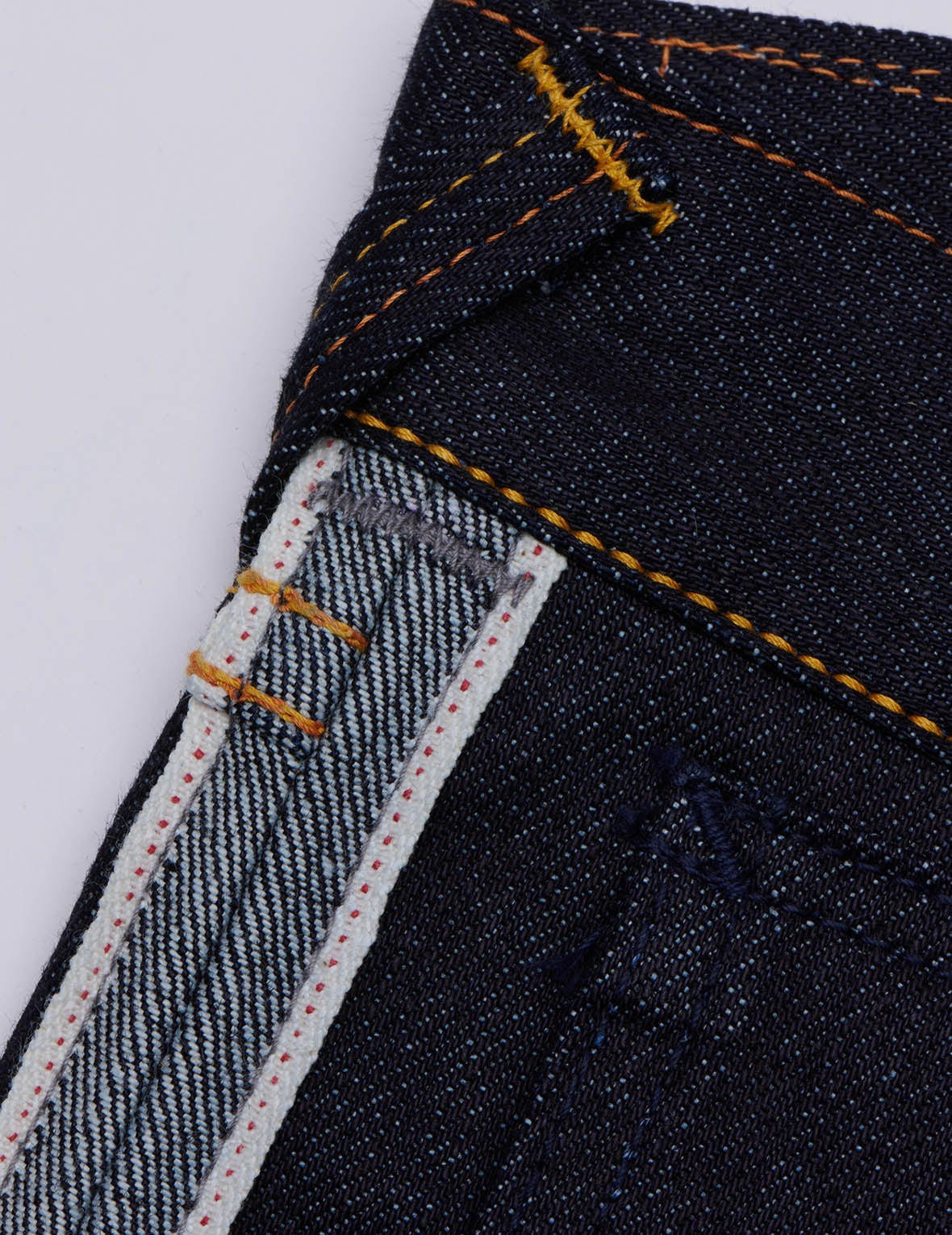 HANDPAINTED SEAGULL STRAIGHT FIT REVERSED RAW DENIM SELVEDGE JEANS - 6
