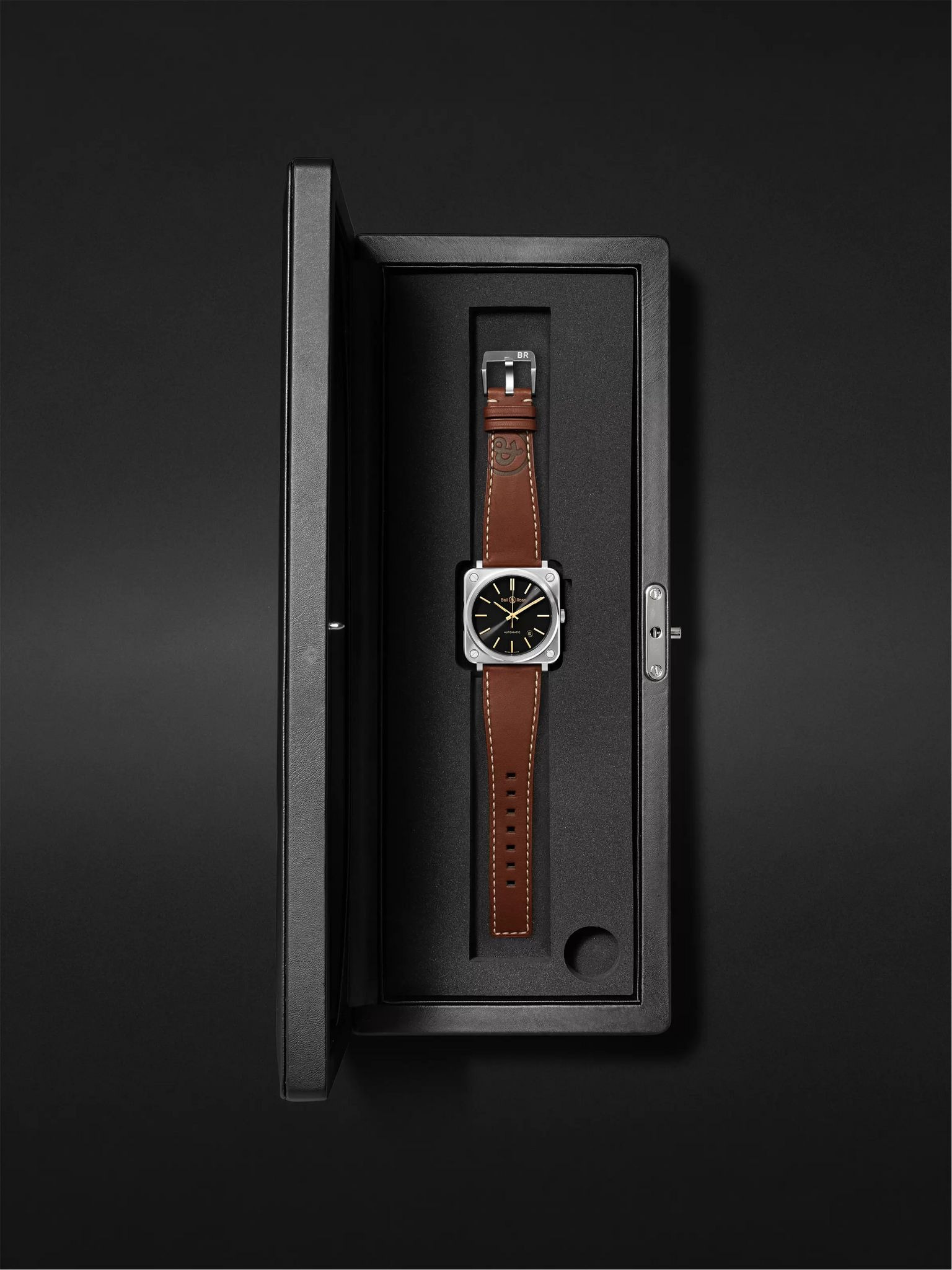 BR S-92 Golden Heritage Automatic 39mm Stainless Steel and Leather Watch, Ref. No. BRS92-ST-G-HE/SCA - 8