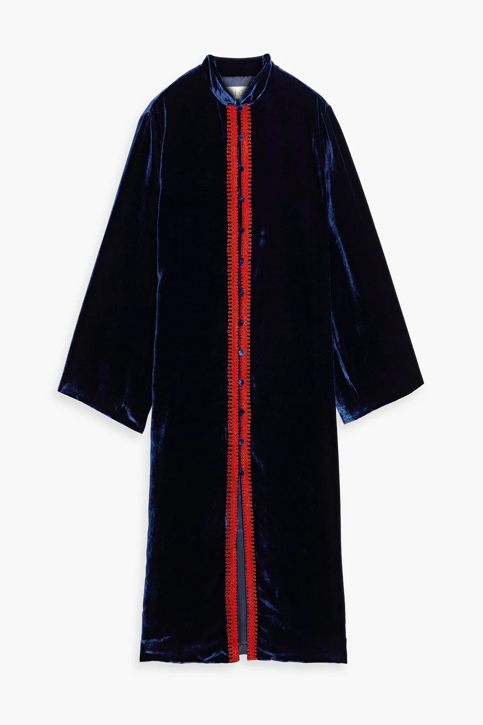 Amari embroidered velvet robe - 1