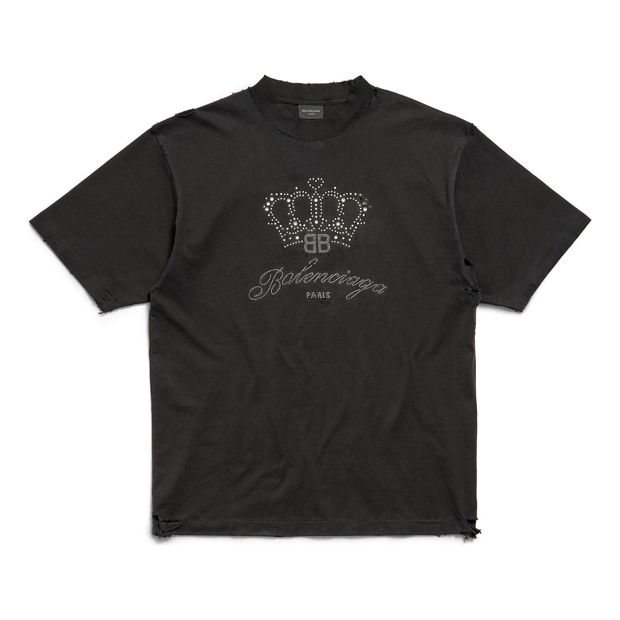 (WMNS) Balenciaga BB Motel T-shirt Medium Fit 'Black' 764235TQVK91083 - 1