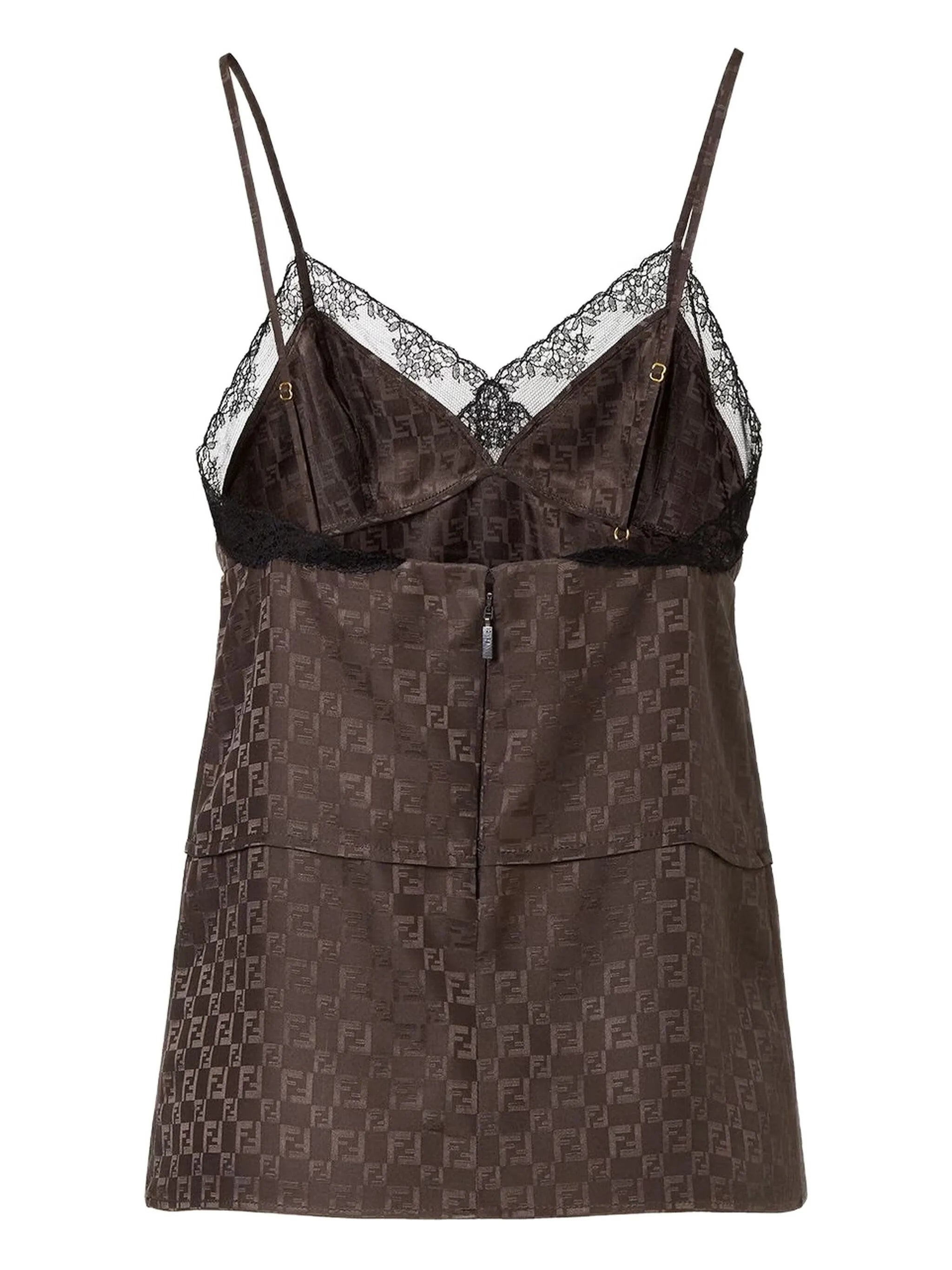 Fendi Jacquard FF Lace-trimmed Top - 2