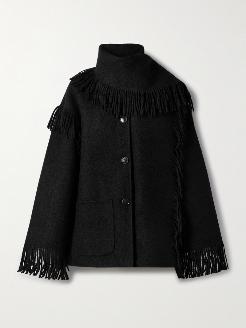 Draped Fringed Wool-blend Jacket 1