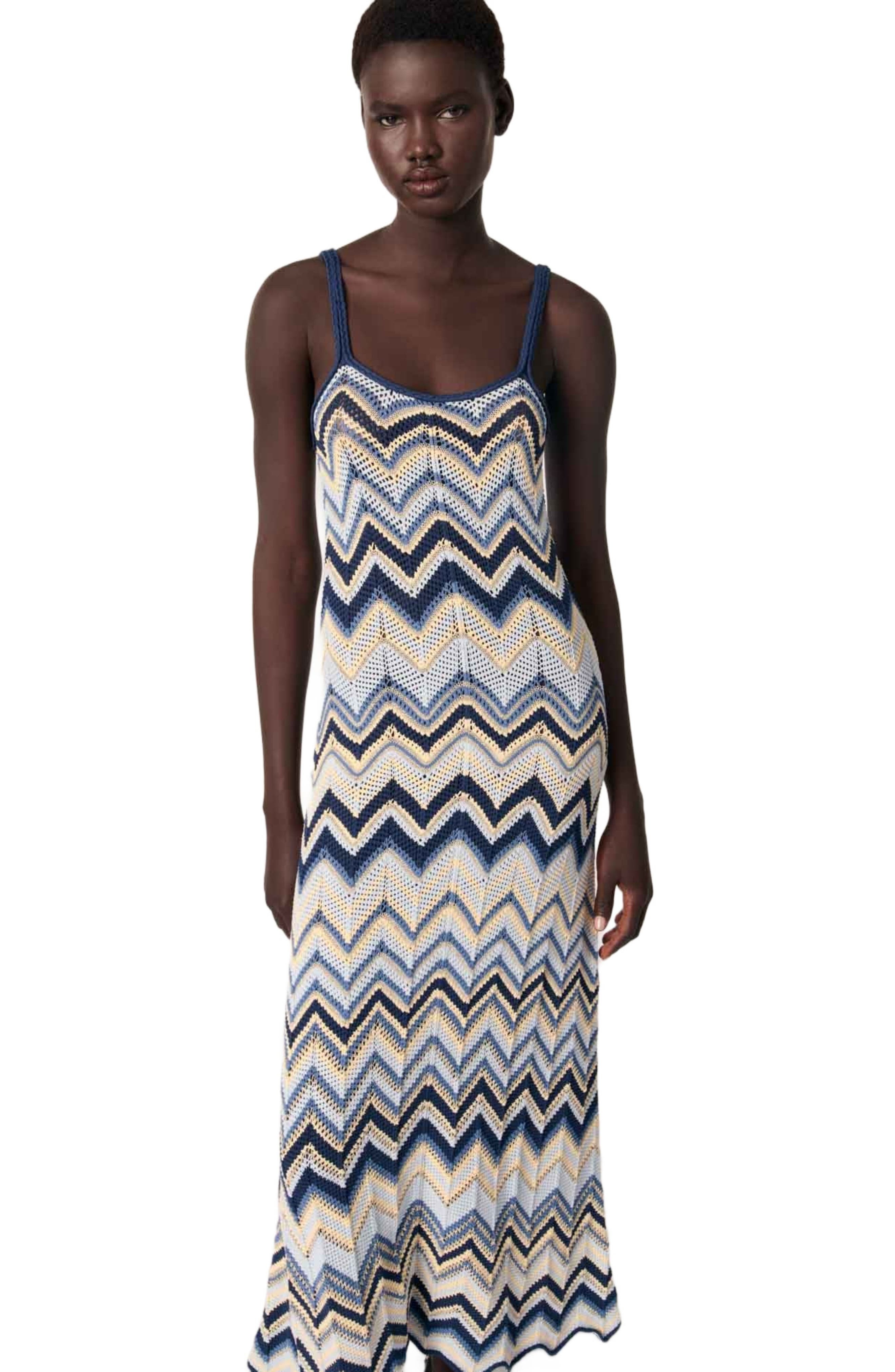 maje Crochet-knit maxi dress in Blue /Ecru at Nordstrom - 4