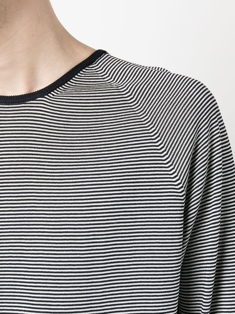 horizontal-stripe crew neck jumper 5