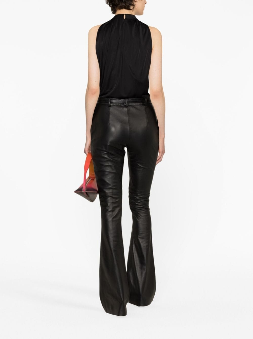 flared leather trousers - 4