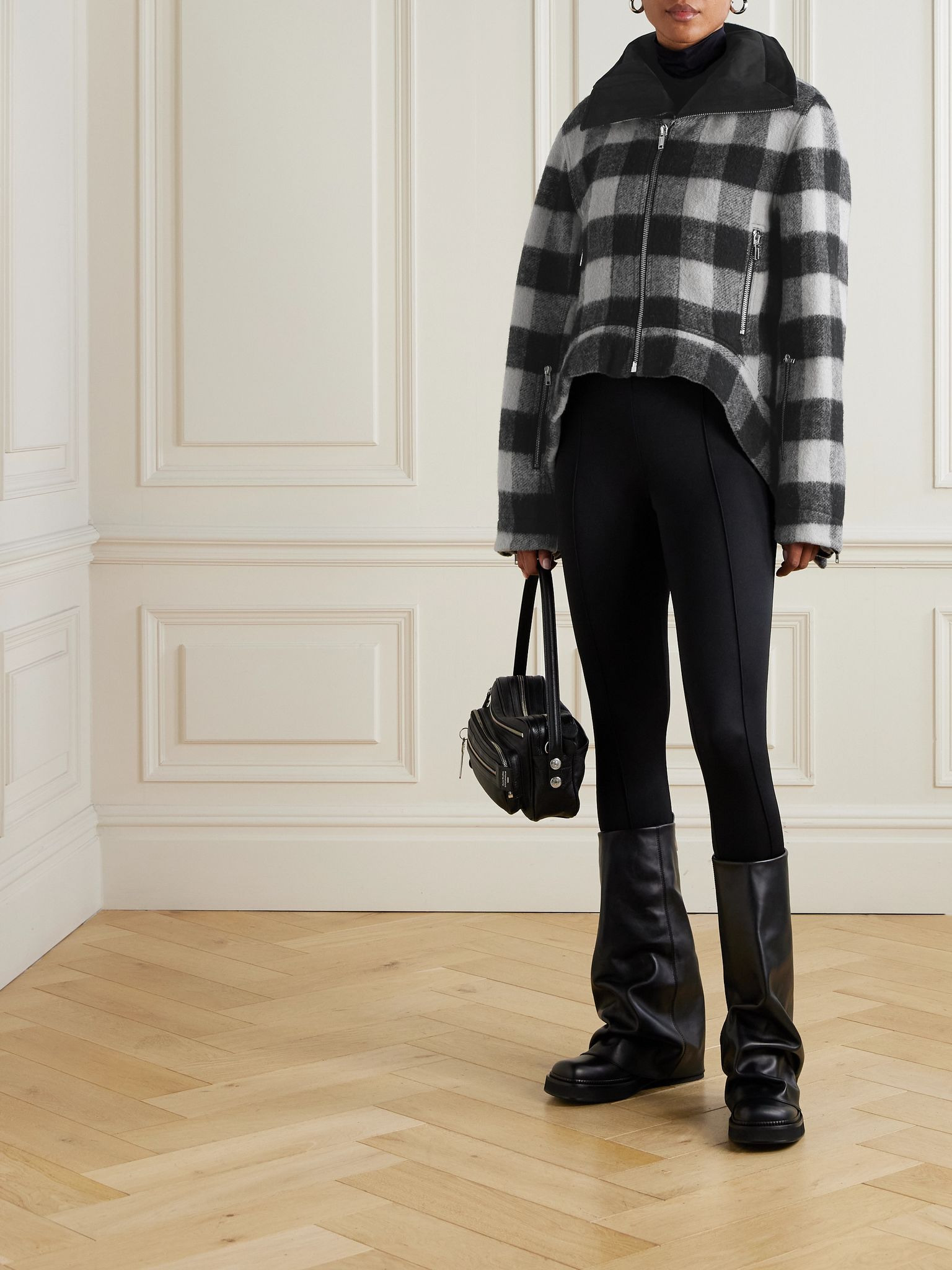 Exploder checked wool-flannel jacket Black - 2