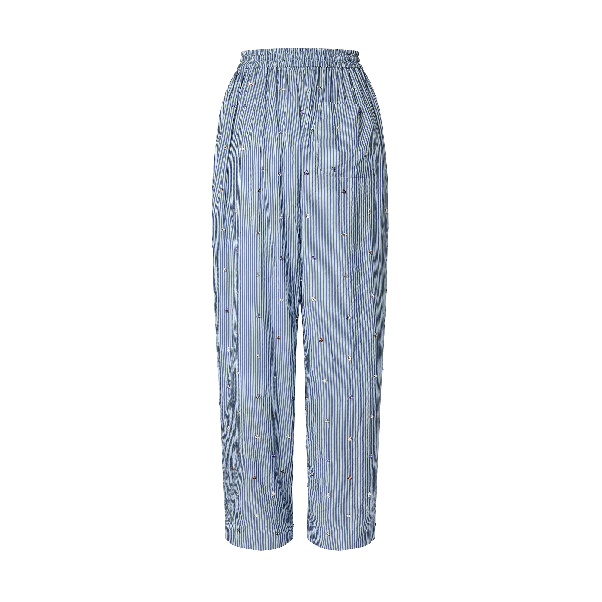 Bejeweled Pinstripe Baggy Pajama Pants - 3