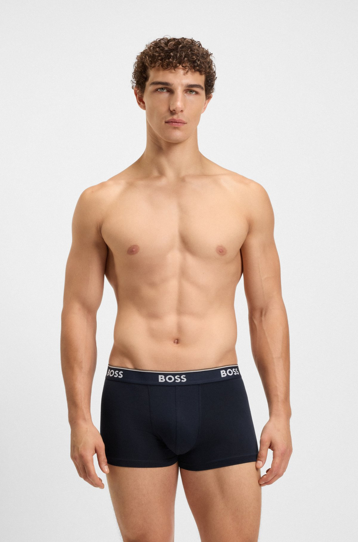 THREE-PACK OF STRETCH-COTTON TRUNKS WITH LOGO WAISTBAND - 6