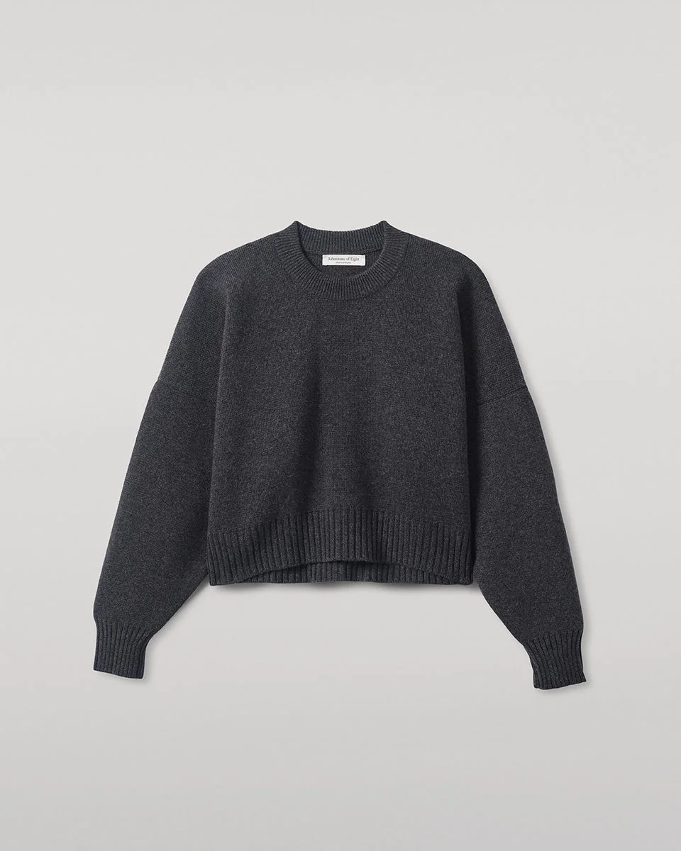 Cropped Milano Grey Cashmere Jumper - 1